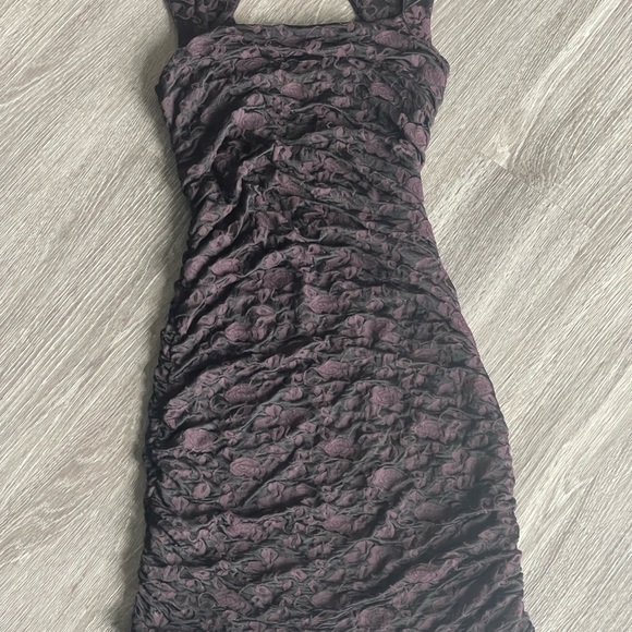Free People Dresses & Skirts - Free People Dark Purple floral lace Ruched Mini Dress size medium
